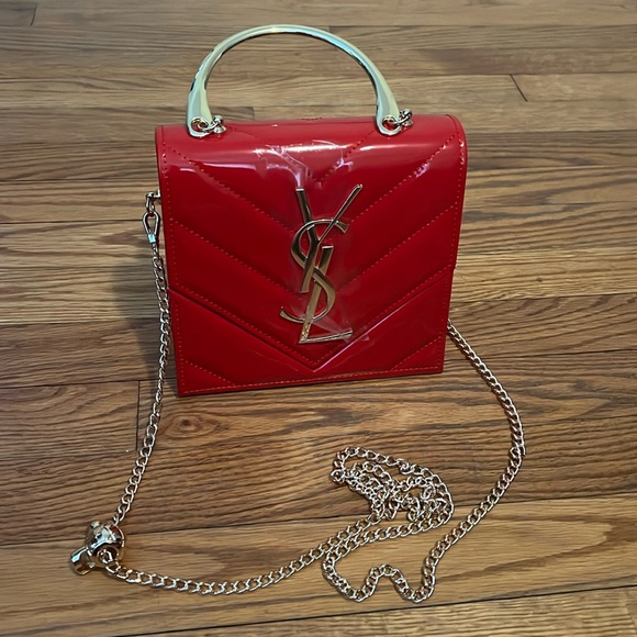 Yves Saint Laurent Red Bag with Gold Accents - Picture 1 of 10
